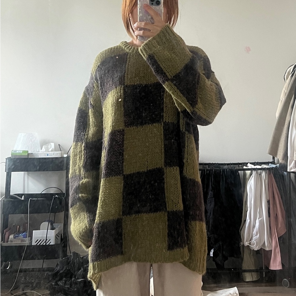 OPEN YY green and brown sweater oversized